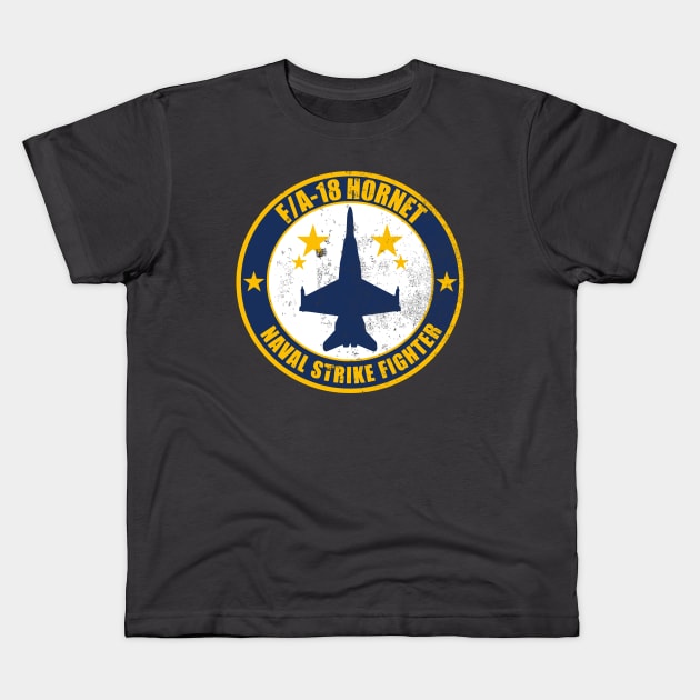 F/A-18 Hornet (distressed) Kids T-Shirt by TCP